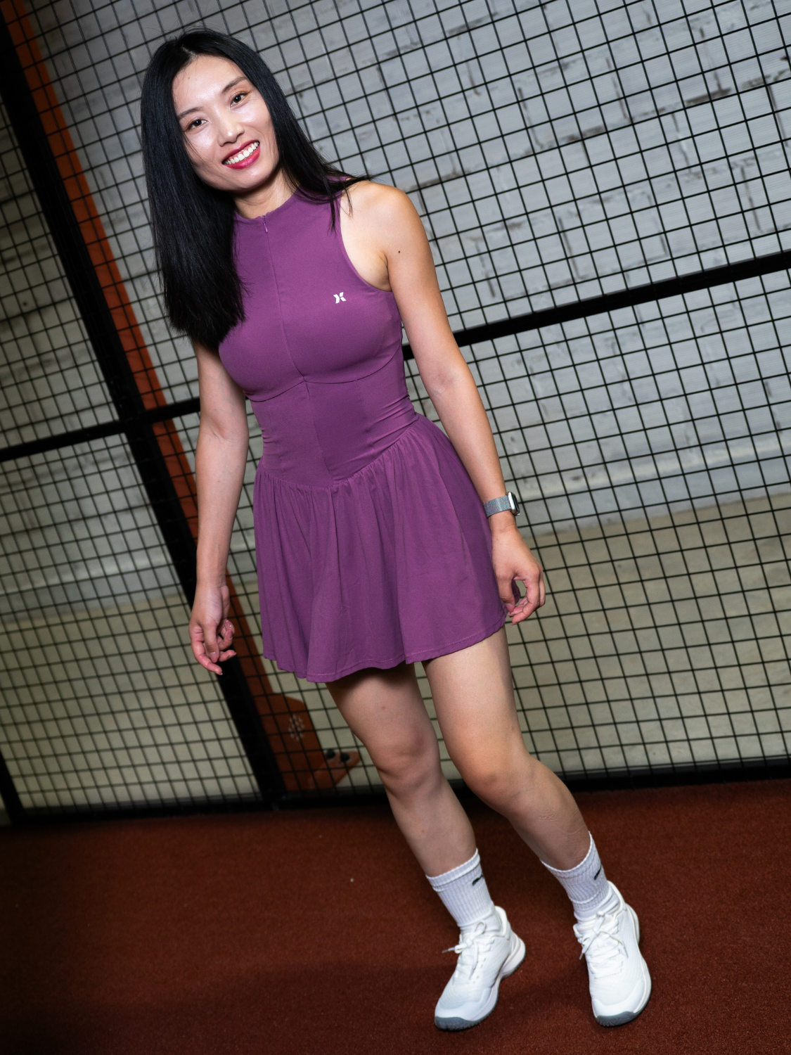 Noa - Half Zipper Purple Padel Dress
