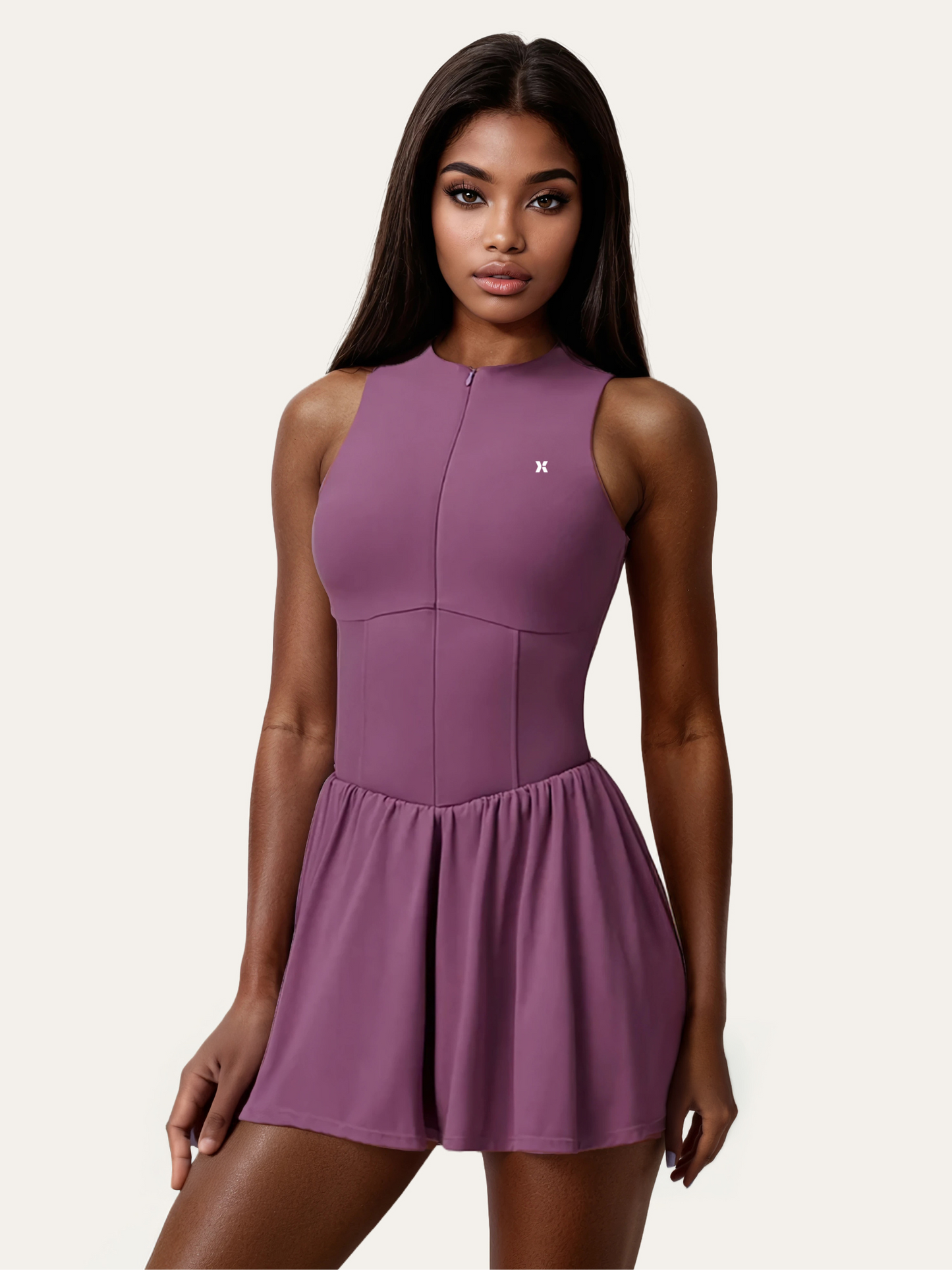 Noa - Half Zipper Purple Padel Dress
