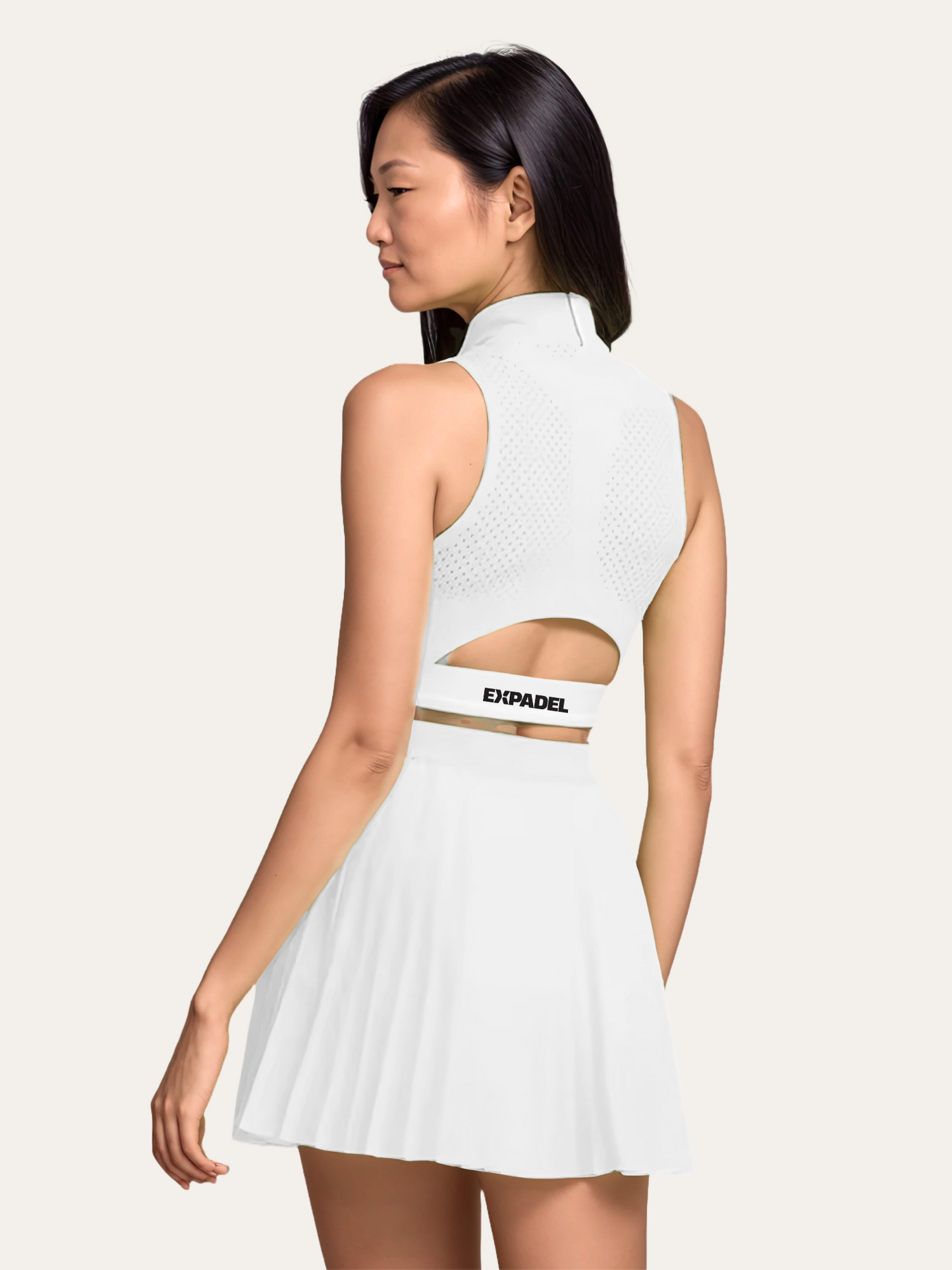 Maria - Zipper Mesh White Padel Dress